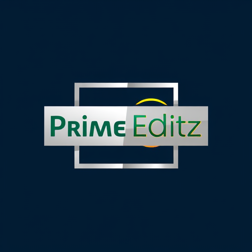 Professional logo design. [Emblem logo] for a [photography and videography editing service] named "Prime Editz": A bold emblem featuring "Prime Editz" within a sleek, modern box. Inside the box, incorporate a stylized prime number symbol (e.g., a subtly enhanced 'p' or a geometric representation of a prime number) and a subtle camera lens aperture or film strip element. The overall design should evoke creativity and precision in editing., [Emerald green, dark navy blue, silver, and golden yellow], [Modern sans-serif font with a slight technological edge for "Prime Editz", perhaps with a golden yellow accent on the "Prime"], [Influenced by modern graphic design and high-tech editing software interfaces, with a clean and sophisticated style direction], [The box should have sharp, clean lines, possibly with a subtle metallic silver sheen. The prime element and editing symbol should be integrated harmoniously, using emerald green and golden yellow accents against the navy blue. Consider a slight gradient or subtle lighting effect on the golden yellow elements to add depth.], [Dark navy blue solid background].