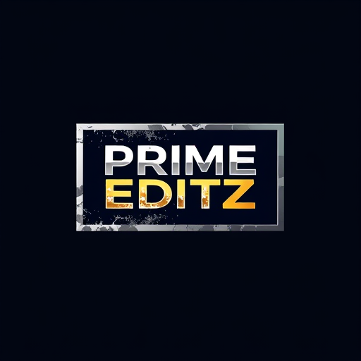 Professional logo design. create a logo of prime editz is the company name using box type and inside the box give a texture of videography or film editing styles elements inside that add a prime editz text and with a colour combiantion of deep navy blue in background and logo colour will be in silver and golden yellow