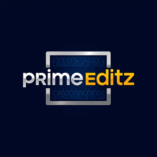 Professional logo design. create a logo of prime editz is the company name using box type and inside the box give a texture of videography or film editing styles elements inside that add a prime editz text and with a colour combiantion of deep navy blue in background and logo colour will be in silver and golden yellow