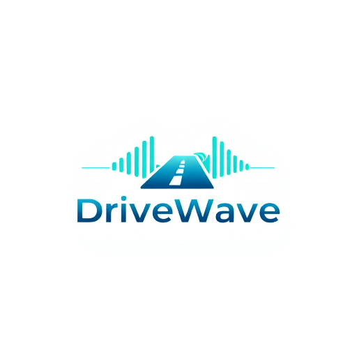 Professional logo design. Minimalist emblem for a ride-sharing application named "DriveWave": A stylized sound wave forming a subtle road or directional arrow, symbolizing smooth journeys and connectivity. A gradient of oceanic blues and a vibrant, energetic teal, conveying trust, efficiency, and modernity. Clean, sans-serif typography with slightly rounded edges for approachability and a sense of motion. Design with a modern, sleek, and trustworthy influence and style direction, reminiscent of technology and mobility. Execute with a clean vector graphic, ensuring scalability for various applications. A solid white or transparent background.