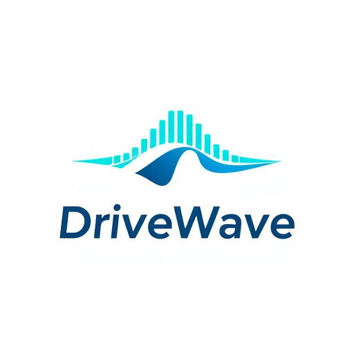Professional logo design. i need a logo Minimalist emblem for a ride-sharing application named "DriveWave": A stylized sound wave forming a subtle road or directional arrow, symbolizing smooth journeys and connectivity. A gradient of oceanic blues and a vibrant, energetic teal, conveying trust, efficiency, and modernity. Clean, sans-serif typography with slightly rounded edges for approachability and a sense of motion. Design with a modern, sleek, and trustworthy influence and style direction, reminiscent of technology and mobility. Execute with a clean vector graphic, ensuring scalability for various applications. A solid white or transparent background.