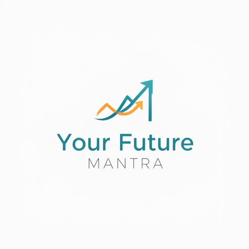 Professional logo design. Minimalist emblem for an educational platform focused on personal growth and skill development named "Your Future Mantra": a stylized ascending arrow intertwined with a subtle, abstract waveform or growth chart, symbolizing progress and continuous learning. A gradient of deep teal and a warm, optimistic gold or soft coral. Modern sans-serif typeface with clean lines, slightly rounded edges for approachability. Design with a touch of modern abstract and subtle spiritual undertones, suggesting empowerment and enlightenment. Visual execution should be clean, scalable, and easily recognizable. Solid color background in a very light grey or off-white.
