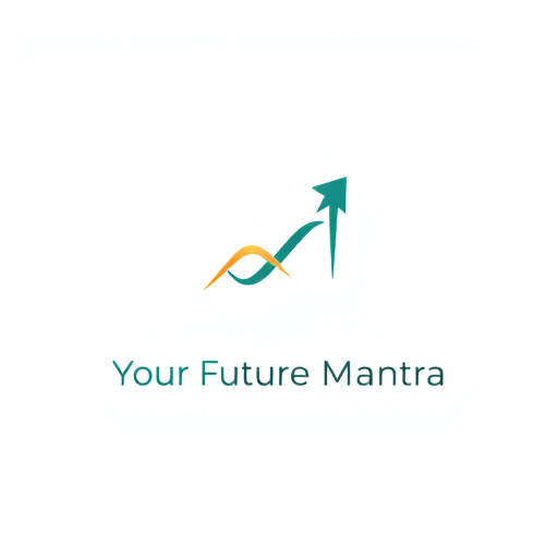Professional logo design. Minimalist emblem for an educational platform focused on personal growth and skill development named "Your Future Mantra": a stylized ascending arrow intertwined with a subtle, abstract waveform or growth chart, symbolizing progress and continuous learning. A gradient of deep teal and a warm, optimistic gold or soft coral. Modern sans-serif typeface with clean lines, slightly rounded edges for approachability. Design with a touch of modern abstract and subtle spiritual undertones, suggesting empowerment and enlightenment. Visual execution should be clean, scalable, and easily recognizable. Solid color background in a very light grey or off-white.