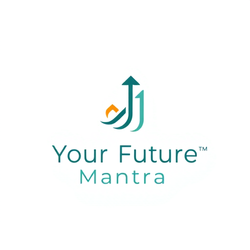 Professional logo design. Minimalist emblem for an educational platform focused on personal growth and skill development named "Your Future Mantra": a stylized ascending arrow intertwined with a subtle, abstract waveform or growth chart, symbolizing progress and continuous learning. A gradient of deep teal and a warm, optimistic gold or soft coral. Modern sans-serif typeface with clean lines, slightly rounded edges for approachability. Design with a touch of modern abstract and subtle spiritual undertones, suggesting empowerment and enlightenment. Visual execution should be clean, scalable, and easily recognizable. Solid color background in a very light grey or off-white.
