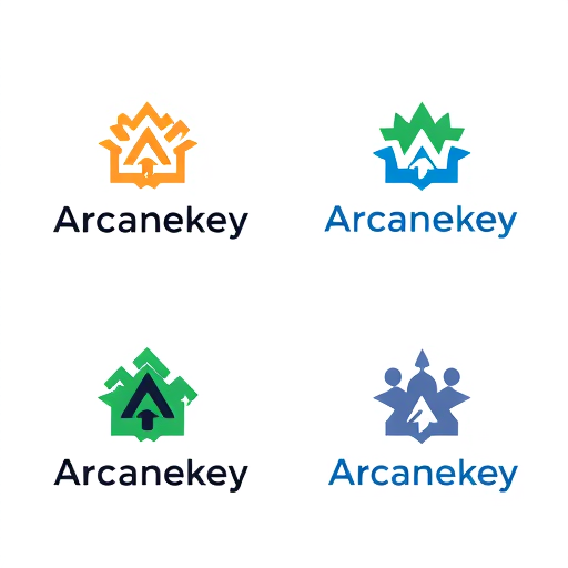 Professional logo design. ere are four highly creative and distinctive logo concepts for "Arcanekey" that push the boundaries of design while still maintaining professionalism and minimalism. Each explores unique approaches to symbolizing marketing and growth. Please take a look and let me know which direction you prefer.