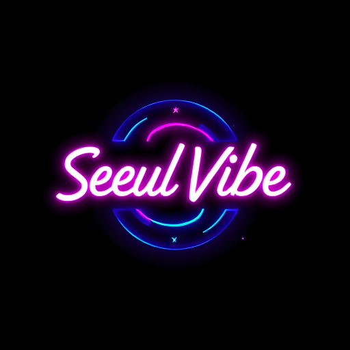 Professional logo design. Logó: SeoulVibe (i betűn hangjegy) ~Világos háttérre: fekete/sötétszürke betűk + neon türkiz hangjegy. ~Sötét háttérre: (pl. ha később dark mode lesz): fehér betűk + neon türkiz hangjegy. Legyen egy pasztell rózsaszín színnel is, mármint a háttér