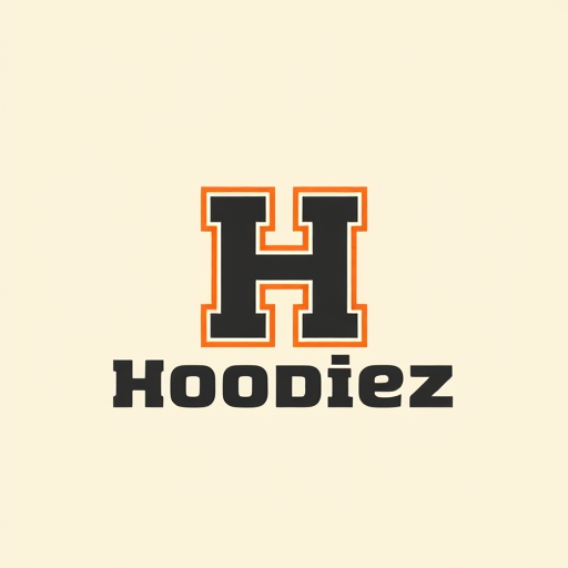 Professional logo design. Letterform logo for a retro-inspired, confident, and bold Hoodie brand named "Hoodiez": A stylized "H" with a subtle nod to vintage sportswear graphics, potentially incorporating a subtle shield or block element. Deep charcoal grey, a vibrant burnt orange, and a creamy off-white. Bold, blocky sans-serif font with rounded edges, reminiscent of 70s and 80s athletic wear. Design a retro athletic aesthetic with a modern, clean execution. The "H" should be the primary visual element, making it instantly recognizable and memorable. Solid background. Use dark colour fonts and make it look genz.