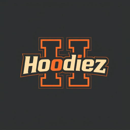 Professional logo design. Letterform logo for a retro-inspired, confident, and bold Hoodie brand named "Hoodiez": A stylized "H" with a subtle nod to vintage sportswear graphics, potentially incorporating a subtle shield or block element. Deep charcoal grey, a vibrant burnt orange, and a creamy off-white. Bold, blocky sans-serif font with rounded edges, reminiscent of 70s and 80s athletic wear. Design a retro athletic aesthetic with a modern, clean execution. The "H" should be the primary visual element, making it instantly recognizable and memorable. Solid background.