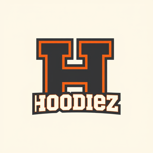 Professional logo design. Letterform logo for a retro-inspired, confident, and bold Hoodie brand named "Hoodiez": A stylized "H" with a subtle nod to vintage sportswear graphics, potentially incorporating a subtle shield or block element. Deep charcoal grey, a vibrant burnt orange, and a creamy off-white. Bold, blocky sans-serif font with rounded edges, reminiscent of 70s and 80s athletic wear. Design a retro athletic aesthetic with a modern, clean execution. The "H" should be the primary visual element, making it instantly recognizable and memorable. Solid background.