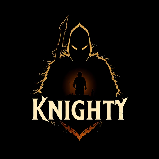 Professional logo design. create a logo of a mystery movie, showing an outline silhouette of a spooky knight. inside is a outline of a nomad. inside that is an outline of a man.