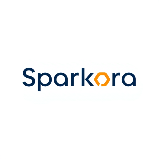 Professional logo design. Sparkora– “Spark” (ignition, energy) + “ora” (elegant, futuristic tone).