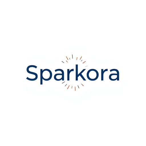 Professional logo design. Sparkora– “Spark” (ignition, energy) + “ora” (elegant, futuristic tone).