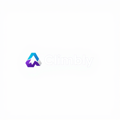 Professional logo design. A modern minimalist logo for an AI advisor app called "Climbly". The logo should symbolize growth, guidance, and climbing towards success. Use an abstract mountain peak combined with an upward arrow in a clean geometric style. Colors: gradient of blue (#1A73E8) and purple (#9333EA) for trust and innovation. Typography: sleek sans-serif font like Poppins or Montserrat, professional yet friendly. The design should be simple, unique, and startup-ready, not overly detailed or AI-looking.
