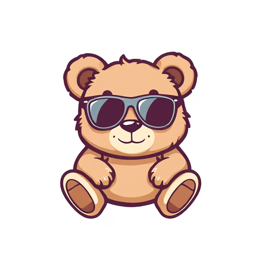 Professional logo design. a cute baby teddy bear wearing sunglasses 