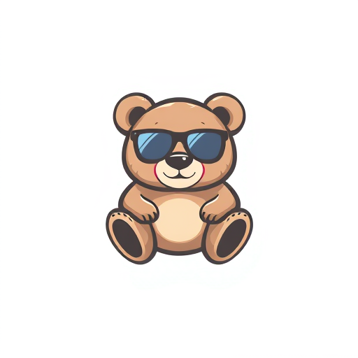 Professional logo design. a cute baby teddy bear wearing sunglasses