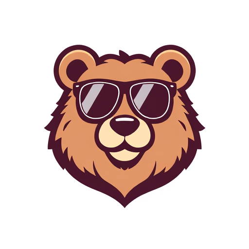 Professional logo design. a cute bear with sunglasses 