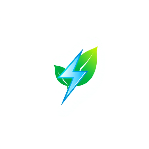 Professional logo design. A stylized lightning bolt integrated with a leaf— Abstract, merging natural and industrial elements, vibrant green and electric blue gradient, bright and optimistic, modern and clean, subtle texture on the leaf and bolt, clean white background