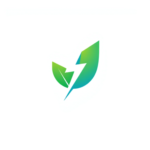 Professional logo design. A stylized lightning bolt integrated with a leaf— Abstract, merging natural and industrial elements, vibrant green and electric blue gradient, bright and optimistic, modern and clean, subtle texture on the leaf and bolt, clean white background