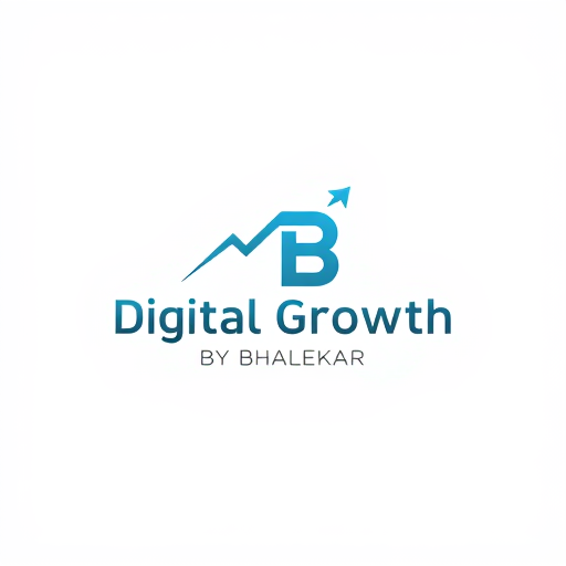 Professional logo design. Minimalist for a digital marketing services company named " Digital Growth by Bhalekar": Abstract upward-trending graph and subtle abstract "B" initial, modern and clean, teal and gradient blue with silver accents, sans-serif font with rounded edges. Design with an emphasis on forward momentum and technological sophistication, abstract geometric shapes and subtle gradients, plain white background.
