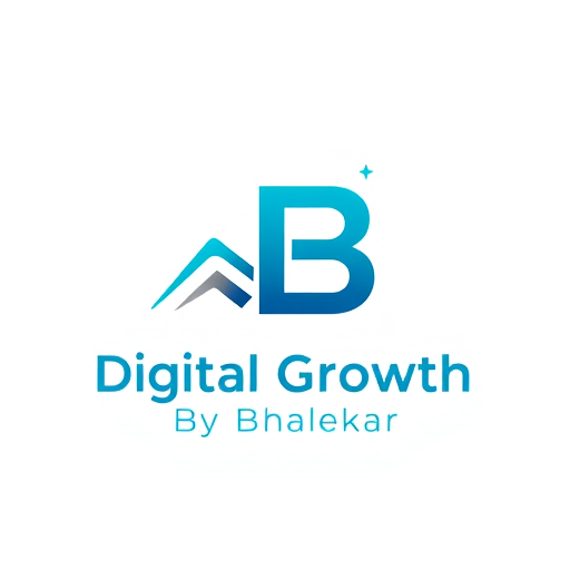 Professional logo design. Minimalist for a digital marketing services company named " Digital Growth by Bhalekar": Abstract upward-trending graph and subtle abstract "B" initial, modern and clean, teal and gradient blue with silver accents, sans-serif font with rounded edges. Design with an emphasis on forward momentum and technological sophistication, abstract geometric shapes and subtle gradients, plain white background.