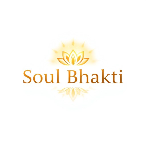 Professional logo design. A spiritual and peaceful logo design with the text "Soul Bhakti". Use a divine theme with soft golden and saffron colors, subtle light rays, and a calm aura. Add minimalistic elements like a glowing lotus or a subtle Om symbol in the background. The style should be clean, modern yet devotional, with a divine and soulful touch.