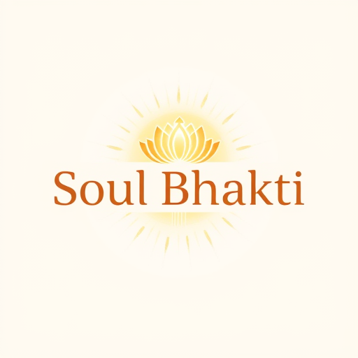 Professional logo design. A spiritual and peaceful logo design with the text "Soul Bhakti". Use a divine theme with soft golden and saffron colors, subtle light rays, and a calm aura. Add minimalistic elements like a glowing lotus or a subtle Om symbol in the background. The style should be clean, modern yet devotional, with a divine and soulful touch.