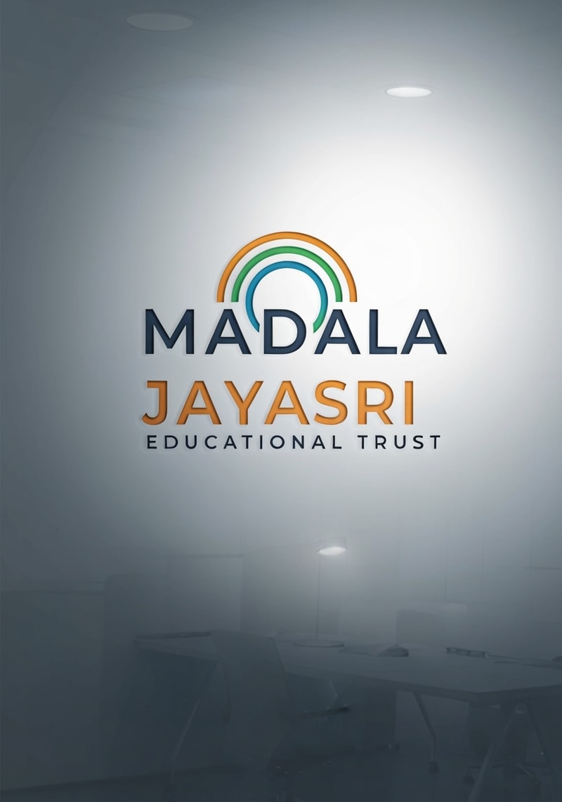 Professional logo design. Madala JAYASRI EDUCATIONAL TRUST letterform logo — with potho Clean lines and balanced composition, Professional and trustworthy color palette, Bright and inspiring lighting, Modern and sophisticated style, Solid color background