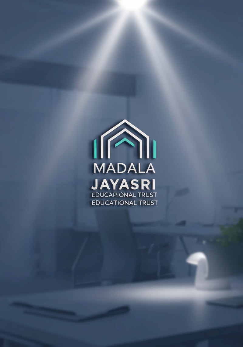 Professional logo design. Madala JAYASRI EDUCATIONAL TRUST letterform logo — Clean lines and balanced composition, Professional and trustworthy color palette, Bright and inspiring lighting, Modern and sophisticated style, Solid color background.