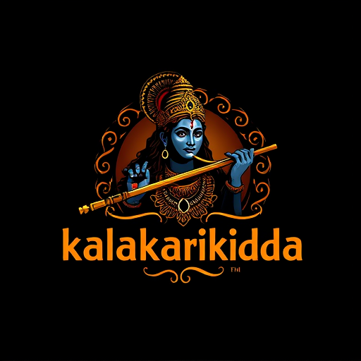 Professional logo design. I want to create a logo for my instagram channel name kalakarikidda a platform for actors and story tellers in hindi mix font . add a krishna flute 