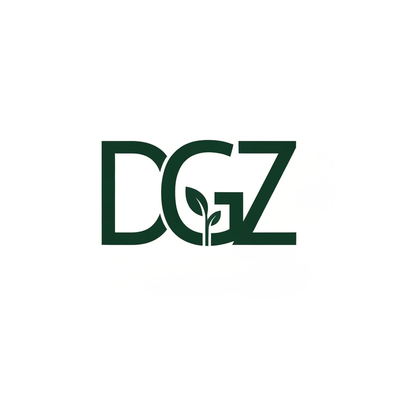 Professional logo design. Letterform logo for a company named "DGZ": a cohesive single lettermark forming DGZ as a unified icon, minimalist, modern, and geometric. Design with sharp edges and clean lines, inspired by architectural forms, with a sophisticated and professional visual execution. Solid background color is white and letter color is darkgreen and all letter showing a single singleleaf