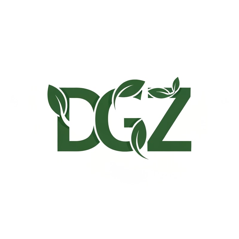 Professional logo design. A modern vector logo design featuring the letters D, G, and Z combined into one unified symbol. Each letter should be styled with leaf-inspired elements, smooth flowing curves, and clean cutouts to create a natural, eco-friendly look. The logo color must be #004009 (dark green), placed on a white background. The design should have smooth edges, balanced proportions, and high clarity, ensuring that each letter (D, G, Z) is distinct yet seamlessly blended together in a professional, minimalist logo style."