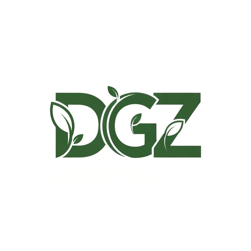 Professional logo design. A modern vector logo design featuring the letters D, G, and Z combined into one unified symbol. Each letter should be styled with leaf-inspired elements, smooth flowing curves, and clean cutouts to create a natural, eco-friendly look. The logo color must be #004009 (dark green), placed on a white background. The design should have smooth edges, balanced proportions, and high clarity, ensuring that each letter (D, G, Z) is distinct yet seamlessly blended together in a professional, minimalist logo style."