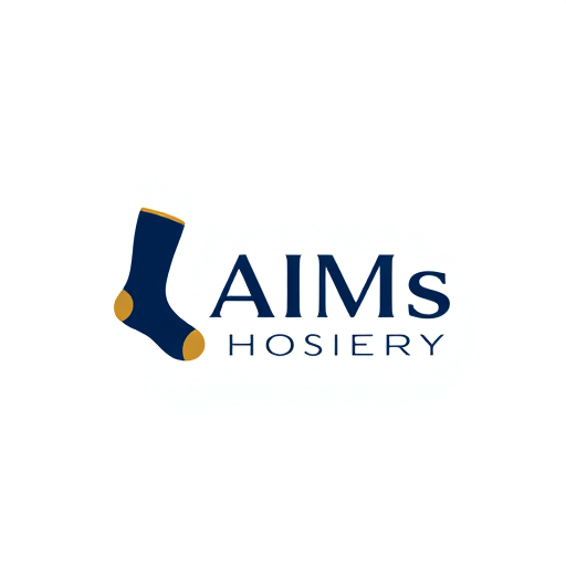 Professional logo design. Logo design for a socks brand named "AIMs Hosiery". Create a clean, modern, and minimal logo featuring a stylized sock icon integrated with the brand name. The sock should be simple, elegant, and recognizable — not cartoonish. Use smooth typography with bold yet professional lettering. Colors: navy blue, black, and white (with optional accent in gold or green). The design must look suitable for sock tags, packaging, and social media branding, with a balance of text + symbol. The overall look should reflect quality, trust, and style.