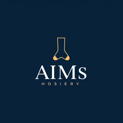 Professional logo design. Logo design for a socks brand named "AIMs Hosiery". Create a clean, modern, and minimal logo featuring a stylized sock icon integrated with the brand name. The sock should be simple, elegant, and recognizable — not cartoonish. Use smooth typography with bold yet professional lettering. Colors: navy blue, black, and white (with optional accent in gold or green). The design must look suitable for sock tags, packaging, and social media branding, with a balance of text + symbol. The overall look should reflect quality, trust, and style.