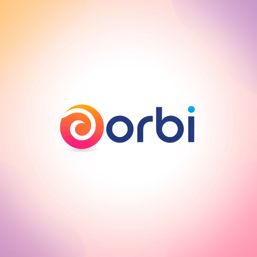 Professional logo design. create me a logo which should have gradiant orange and blue in the background i want blur background name is orbi