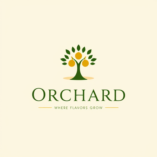 Professional logo design. Elegant minimalist logo design for “Orchard Restaurant”. A luxurious emblem featuring a stylized orchard tree or pomegranate/olive cluster, integrated with subtle arabesque geometric patterns. Use a refined green and gold color palette on a clean neutral background. The design should look modern, premium, and globally appealing while resonating with Arab aesthetics. Include the tagline:“Where Flavors Grow” in sleek typography