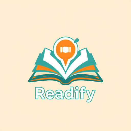 Professional logo design. Pictorial for a social media platform for book lovers named "Readify": an open book with pages transforming into a speech bubble or network icon, symbolizing connection and discussion around books, Teal and warm orange, sans-serif, modern and friendly. Design with a clean and approachable influence and style direction, with smooth curves and subtle gradients for visual execution details, and a solid color background.