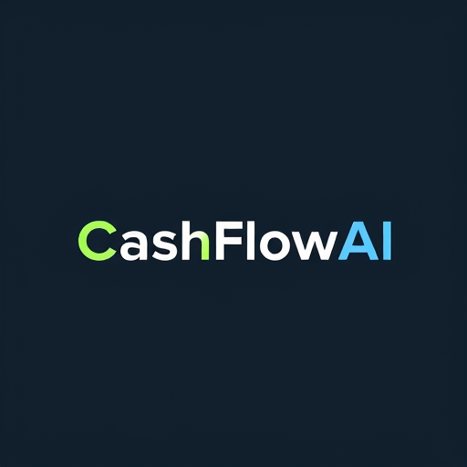 Professional logo design. Design a modern, professional, and eye-catching logo for a financial expense tracker app called CashFlowAI. The logo should combine the themes of money management, financial growth, and artificial intelligence. Use a clean, minimalist design with a tech-forward look. Include a creative icon that blends elements like a rising graph, currency/money flow, or digital AI symbolism (such as circuits or neural network patterns). The typography should be bold, modern, and easy to read. Use a color palette of green (finance, growth), blue (trust, stability), and subtle gradients for a sleek, futuristic style. The logo should work well on both dark and light backgrounds, and be easily recognizable as a mobile app icon.