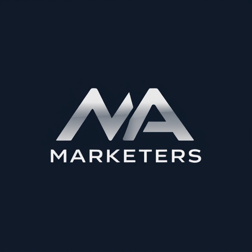 Professional logo design. "Logo design for 'MA Marketers' – a cutting-edge digital marketing agency. The logo should be sleek, minimalist, and futuristic, using clean geometric lines, sans-serif typography, and a monochrome or limited color palette (like black, white, silver, or deep blue). Emphasize the letters 'M' and 'A' in a modern, abstract way. The design should be versatile for web, print, and app icons – flat design with no gradients, 3D effects, or clutter. Style inspiration: tech startups, space-age aesthetics, Scandinavian minimalism."