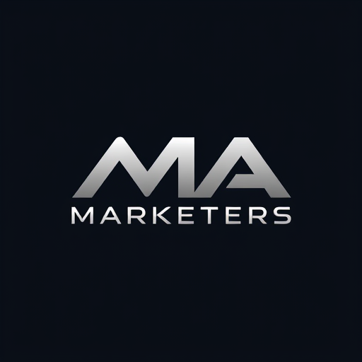 Professional logo design. "Logo design for 'MA Marketers' – a cutting-edge digital marketing agency. The logo should be sleek, minimalist, and futuristic, using clean geometric lines, sans-serif typography, and a monochrome or limited color palette (like black, white, silver, or deep blue). Emphasize the letters 'M' and 'A' in a modern, abstract way. The design should be versatile for web, print, and app icons – flat design with no gradients, 3D effects, or clutter. Style inspiration: tech startups, space-age aesthetics, Scandinavian minimalism."