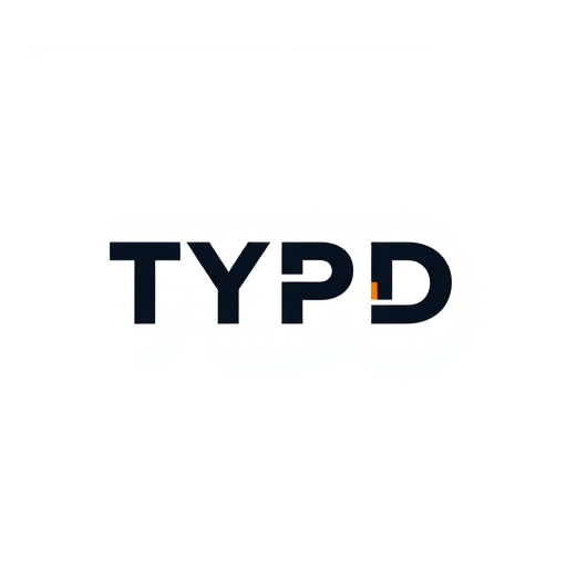 Professional logo design. “Design a modern, minimalist logo for the brand name TYPD. The logo should primarily use clean, bold sans-serif typography, but with a unique twist in the letterforms. Subtly integrate Hindi/Devanagari elements (like ट, प, ड or a nukta dot) into the negative space of the English letters, so it feels like a blend of modern design and cultural roots. The logo should be sleek, professional, and impactful — suitable for a type-led creative branding agency. Avoid clutter, keep it versatile for digital and print. Black and white as the base, with optional accent color (deep indigo or muted saffron). Style reference: modern design studios like Taup Studio or Astro logos — geometric, clever, and timeless