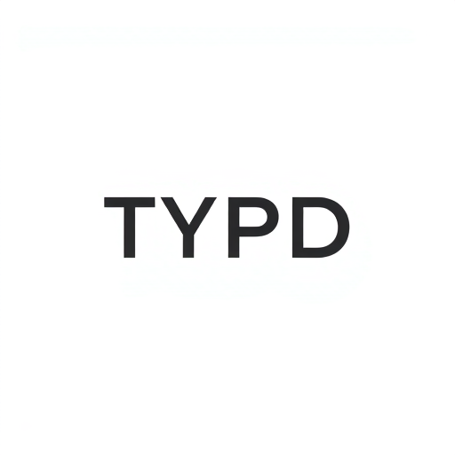 Professional logo design. A sleek and professional logotype for the brand TYPD. The design is minimalist, using a bold, clean, and geometric sans-serif typeface. A subtle, smart design element is created by using a single, thin vertical line that runs through the negative space of the letter D. This line should be a contrasting element to the bold form of the letters, extending slightly beyond the top and bottom of the D to give it a unique, signature look. The logo should be monochromatic, rendered in a sophisticated dark charcoal gray on a clean white background.