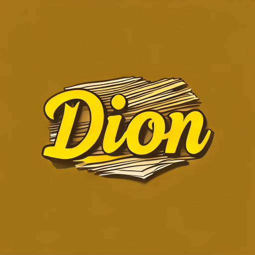 Logo Design: A name DION written with yellow and depicting sheets 
