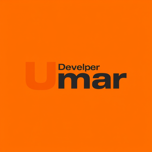 Professional logo design. create an interactive logo of my name "Developer Umar" for my portfolio website keep the color scheme light and dark orange 