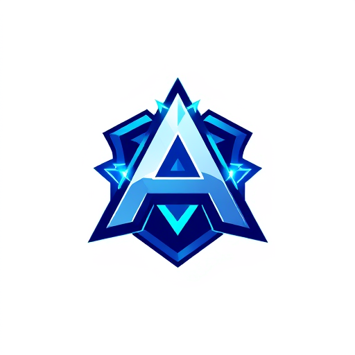 Professional logo design. gaming logo made with letter A as the main peace,add a flashy blue background