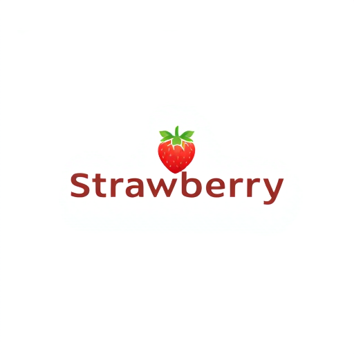 Professional logo design. minimal logo of a strawberry which looks 2D