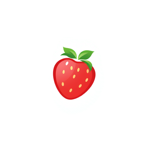 Professional logo design. minimal logo of a strawberry which looks 2D