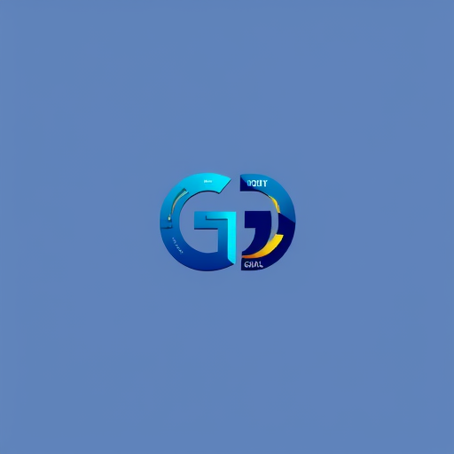 Professional logo design. "Create a modern, minimal logo using the initials G or GD for GITS Digital. The design should be small, icon-style, clean, and scalable. Use a blue and gold color palette with subtle tech or AI-inspired elements (like pixels, circuits, or gradients). No full company name, just the initials."