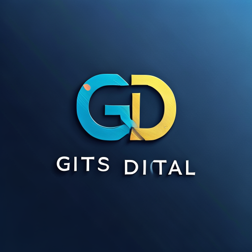 Logo Design: "Create a modern, minimal logo using the initials G or GD for GITS Digital. The design should be small, icon-style, clean, and scalable. Use a blue and gold color palette with subtle tech or AI-inspired elements (like pixels, circuits, or gradients). No full company name, just the initials." 