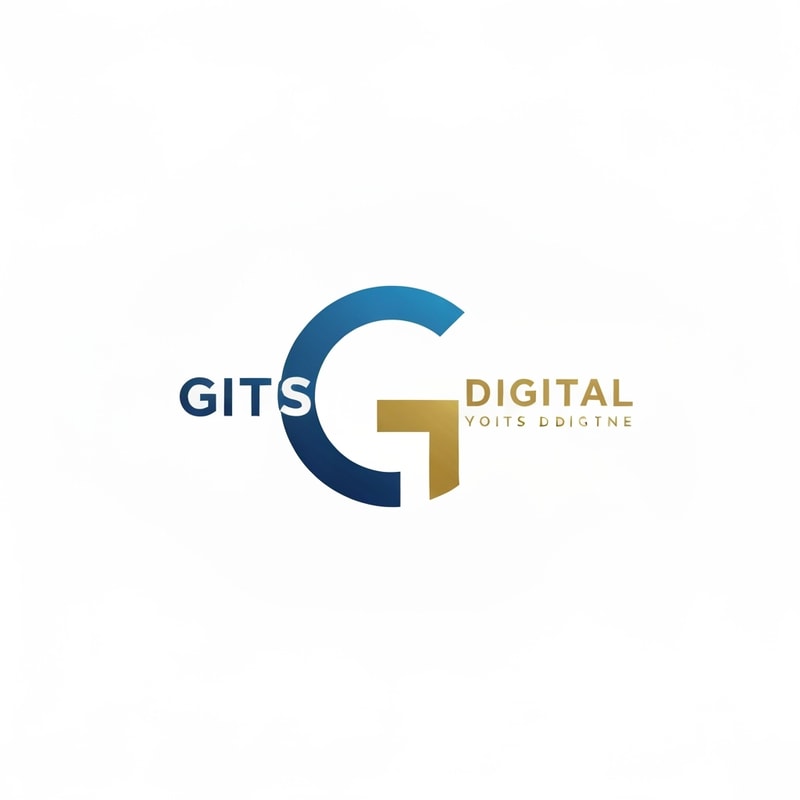 Professional logo design. "Design a minimal, small logo for GITS Digital. Focus on an abstract “G” symbol that represents technology, AI, and innovation. Use a blue and gold color palette. Keep it clean, modern, and scalable with very little or no text. The design should work well as an app icon, favicon, or profile image." can you put the text in side the G or near to G